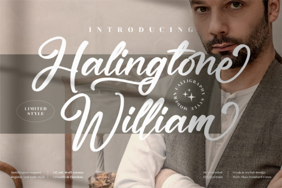 Halingtone William: A Script Font for Elegant Editorial Design
